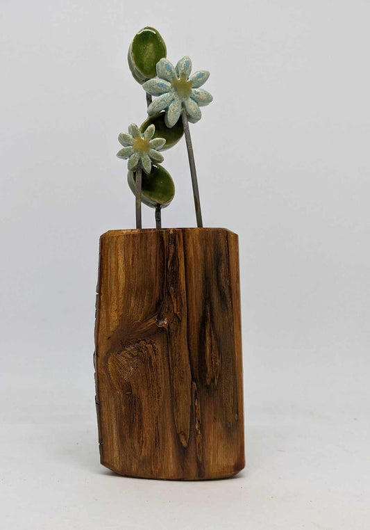 Blue Daisy Flower Sculpture Ceramic
