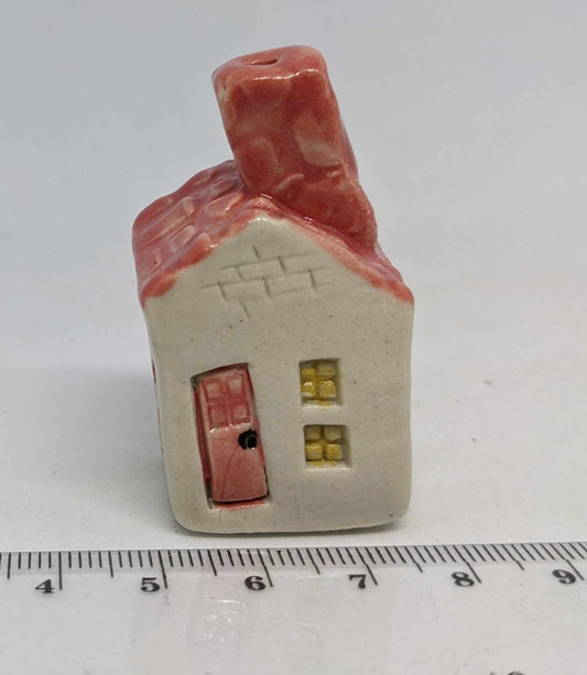 Red Roof Small House Incense Burner