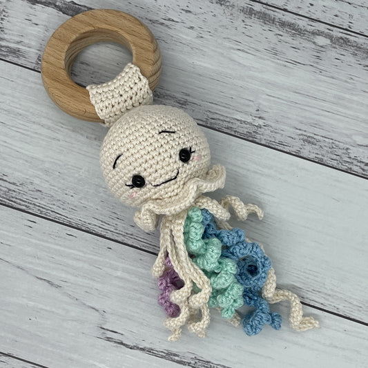Baby Rattle - Octopus in Cream