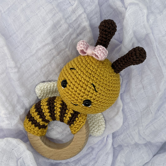 Baby Rattle - Bumble Bee Pink