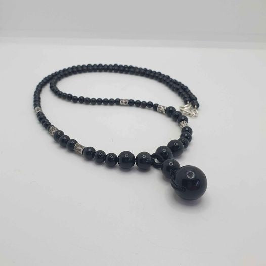Rainbow Obsidian and Sterling Silver Necklace