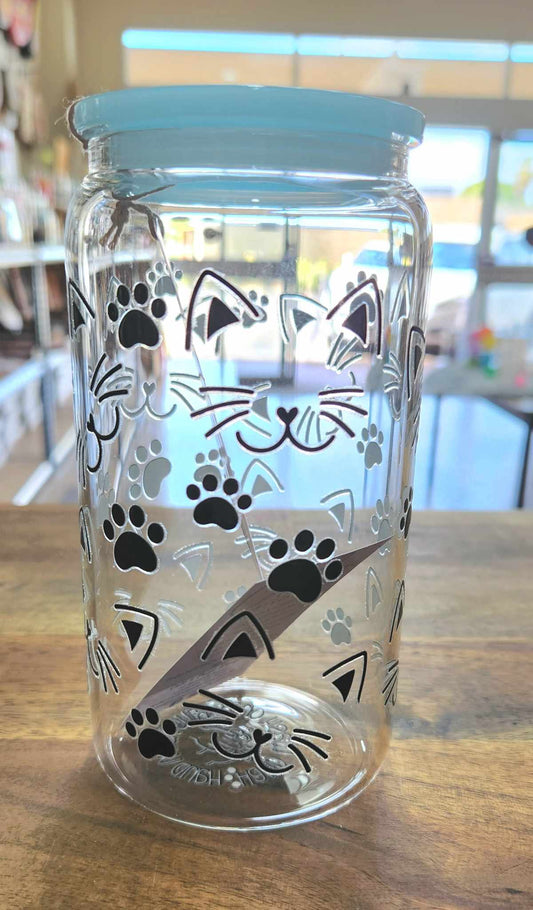 Libbey Glass Cup - Cat Outlines
