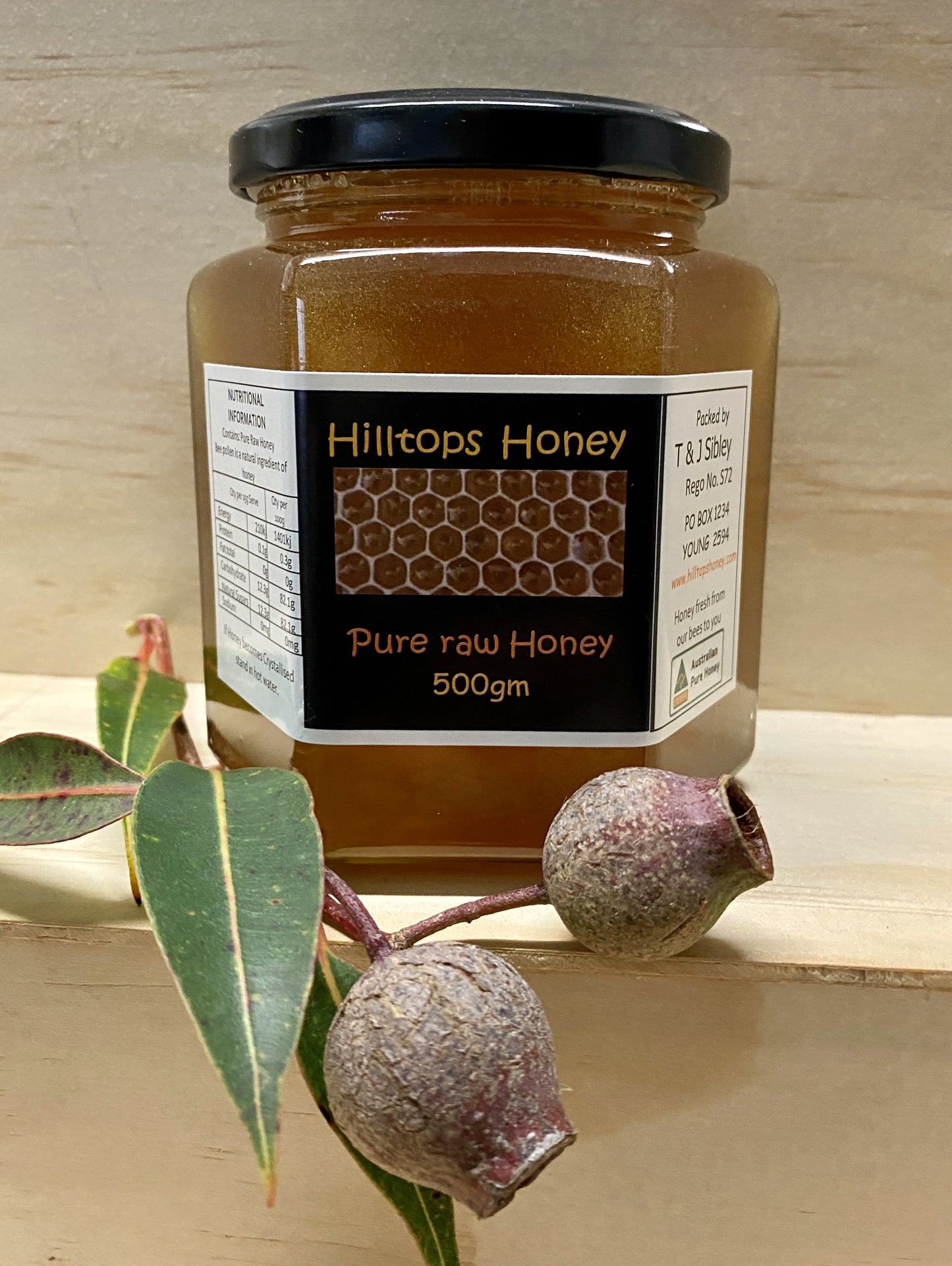 Pure raw honey 500gm glass jar