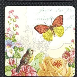 Birds and butterfly coasters, this set of 4 10" x 10" coasters make a lovely gift / Birthday / Anniversary / Christmas / Mothers Day